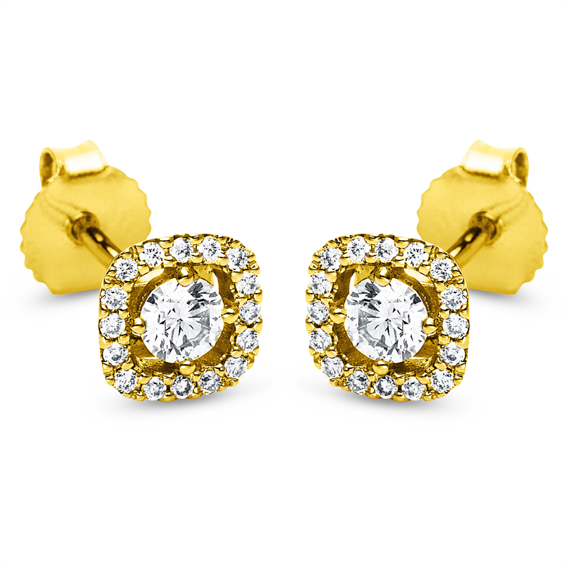 Solitaire mit Besatz Ohrstecker Gelbgold 18kt 0,37ct