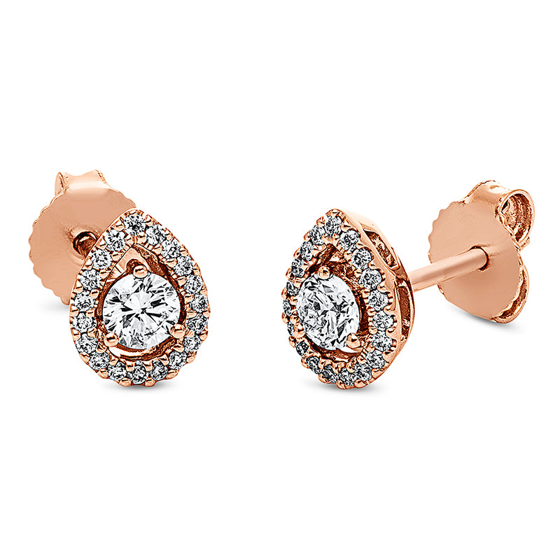 Solitaire mit Besatz Ohrstecker Rotgold 18kt 0,36ct