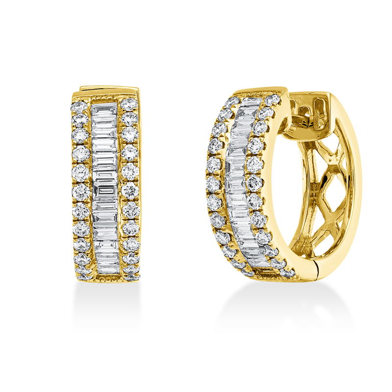 Baguette Creolen Gelbgold 18kt 0,91ct