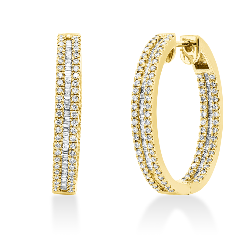 Baguette Creolen Gelbgold 18kt 1,11ct
