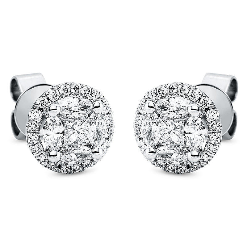 Baguette Illusion Ohrstecker Weißgold 18kt 0,86ct