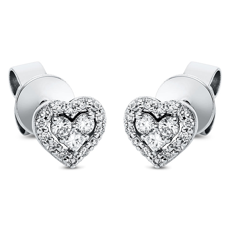 Herz Ohrstecker Weißgold 18kt 0,2ct