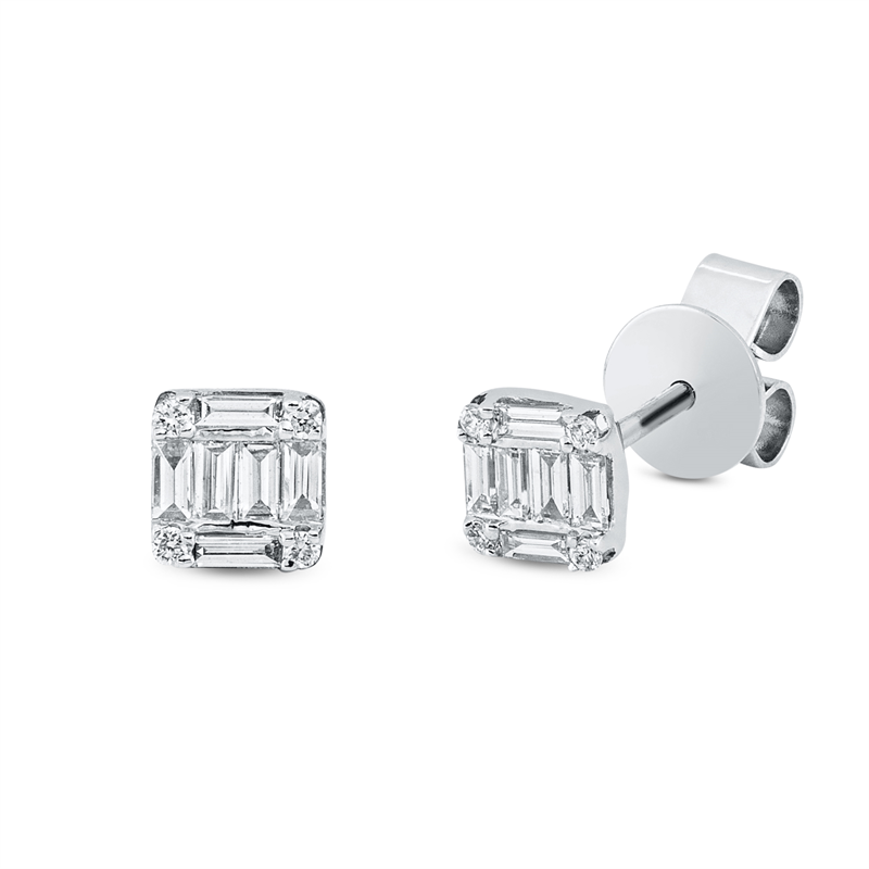 Baguette Illusion Ohrstecker Weißgold 18kt 0,32ct