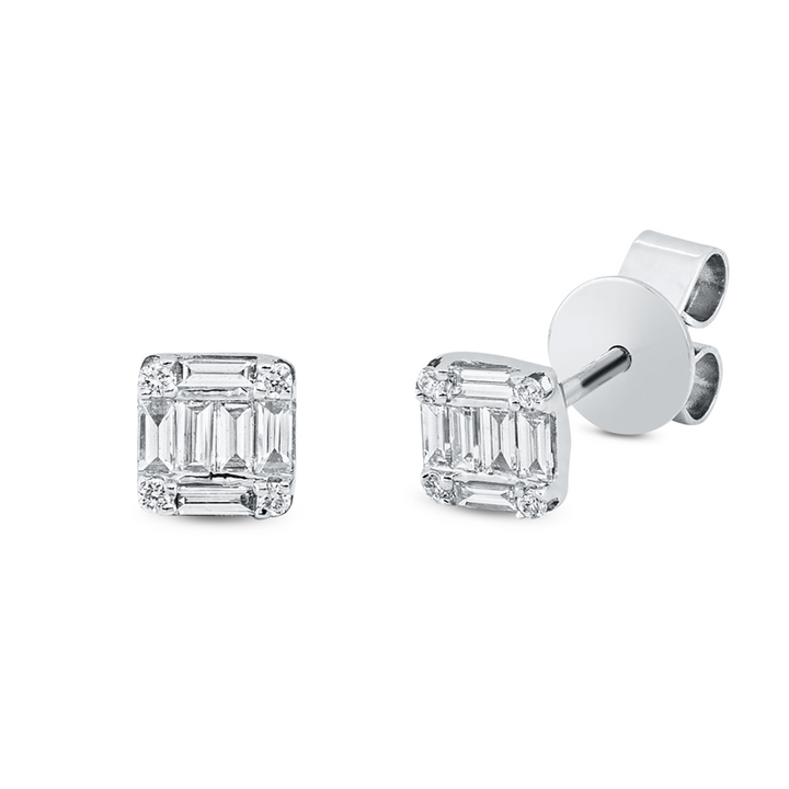 Baguette Illusion Ohrstecker Weißgold 18kt Ref-2M117