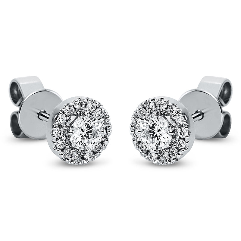 Solitaire mit Besatz Ohrstecker Weißgold 18kt 0,38ct