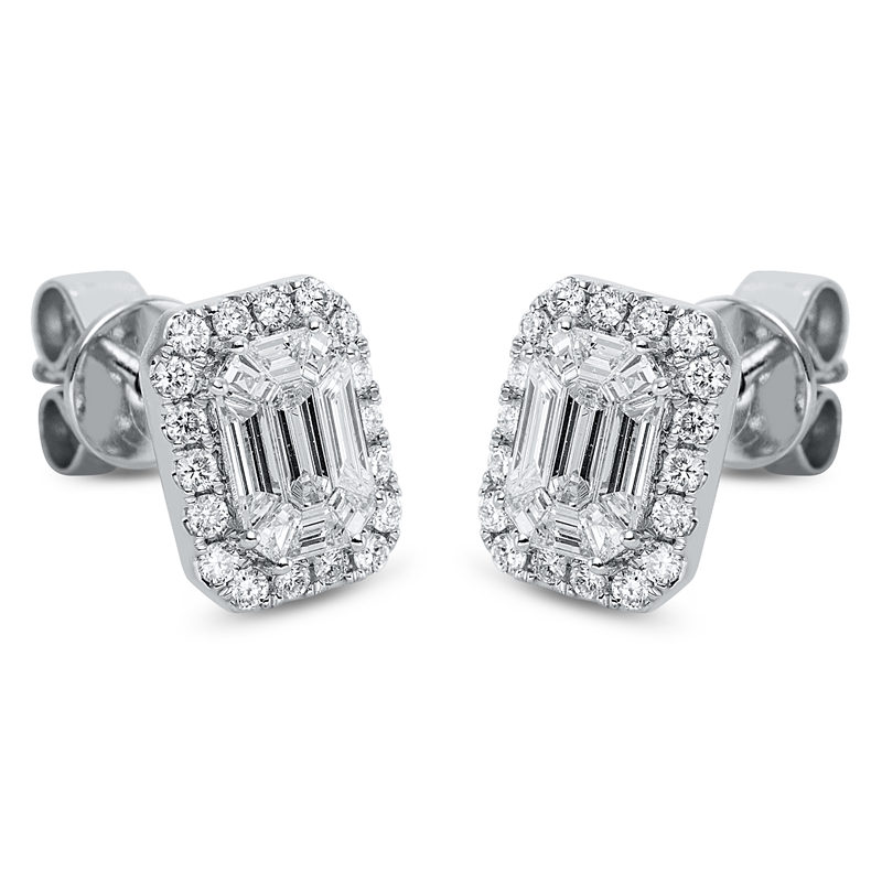 Baguette Illusion Ohrstecker Weißgold 18kt 0,72ct