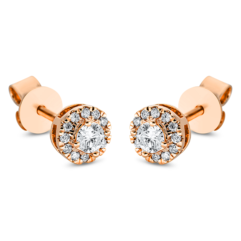 Solitaire mit Besatz Ohrstecker Rotgold 18kt 0,28ct