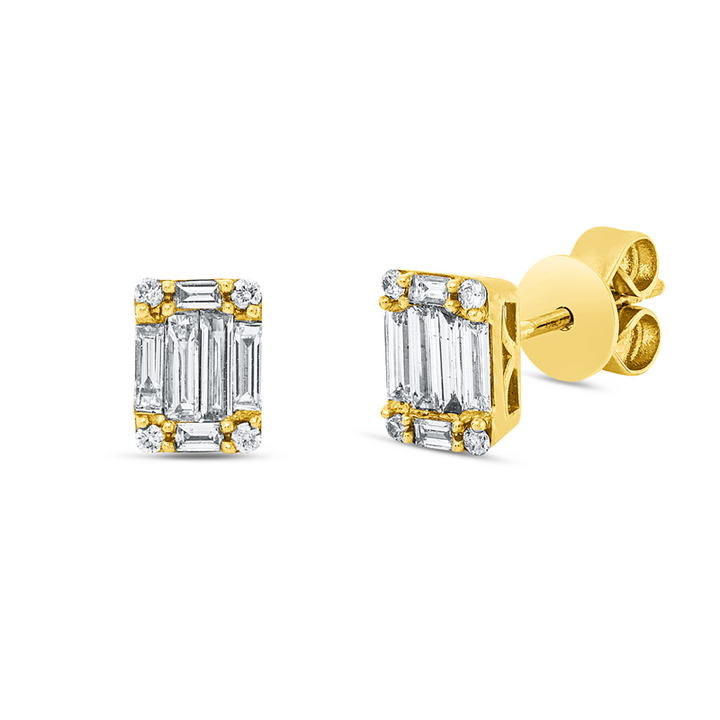 Baguette Illusion Ohrstecker Gelbgold 18kt Ref-2N419