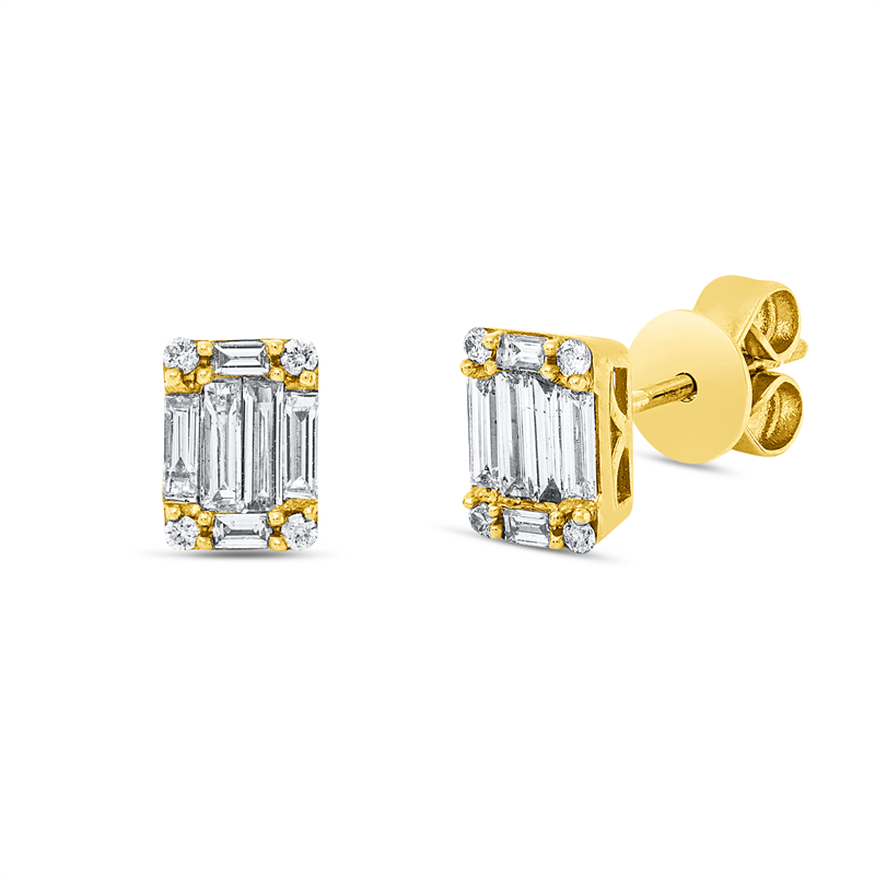 Baguette Illusion Ohrstecker Gelbgold 18kt Ref-2N419