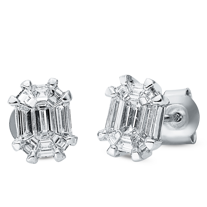 Baguette Illusion Ohrstecker Weißgold 18kt 0,61ct