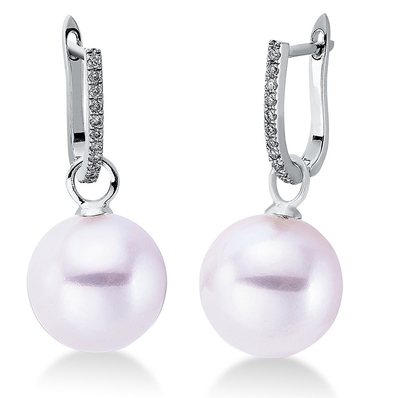 Perle Ohrschmuck Weißgold 18kt 0,12ct
