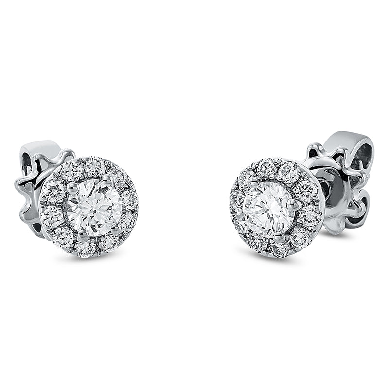 Solitaire mit Besatz Ohrstecker Weißgold 18kt 0,36ct