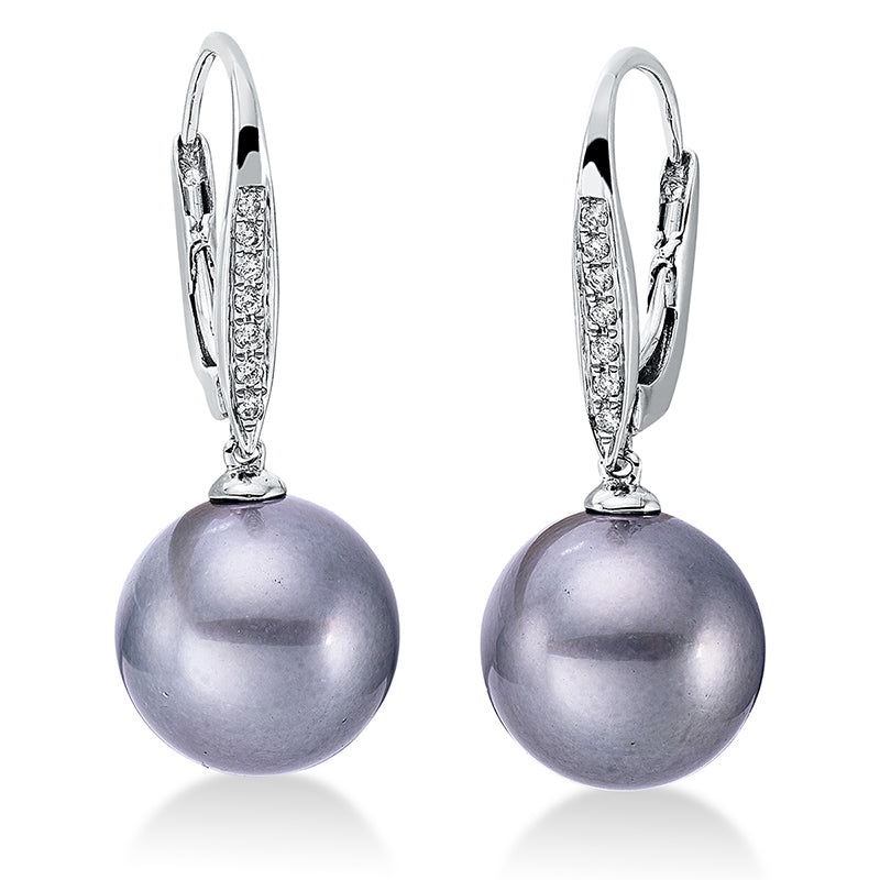 Perle Ohrschmuck Weißgold 18kt 0,07ct