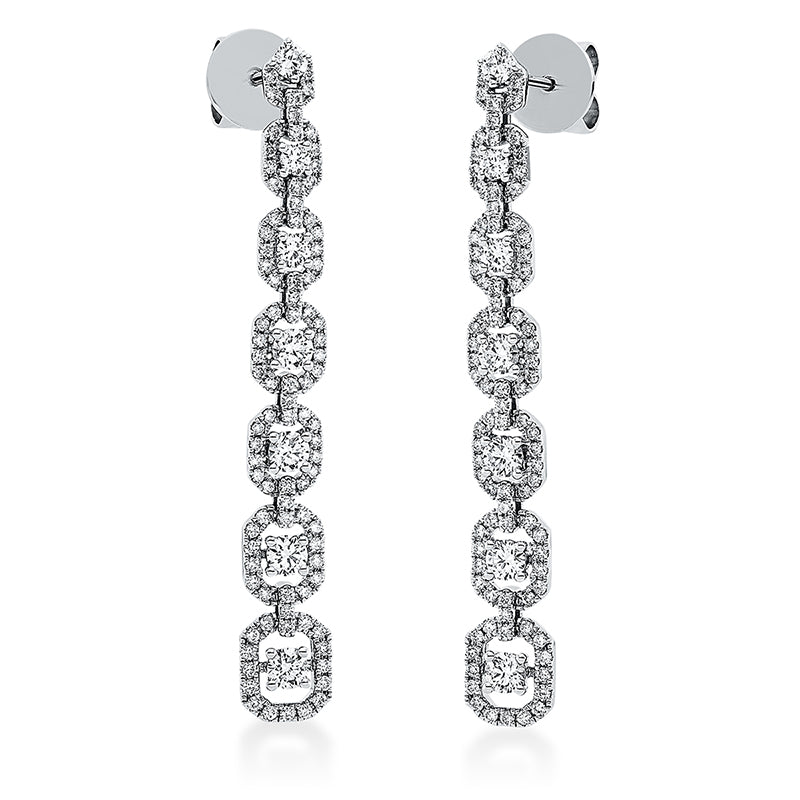 Mehrfachsteinbesatz Ohrschmuck Weißgold 18kt 1,73ct