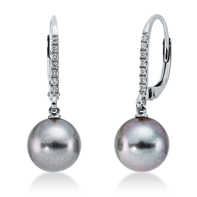 Perle Ohrschmuck Weißgold 18kt 0,09ct
