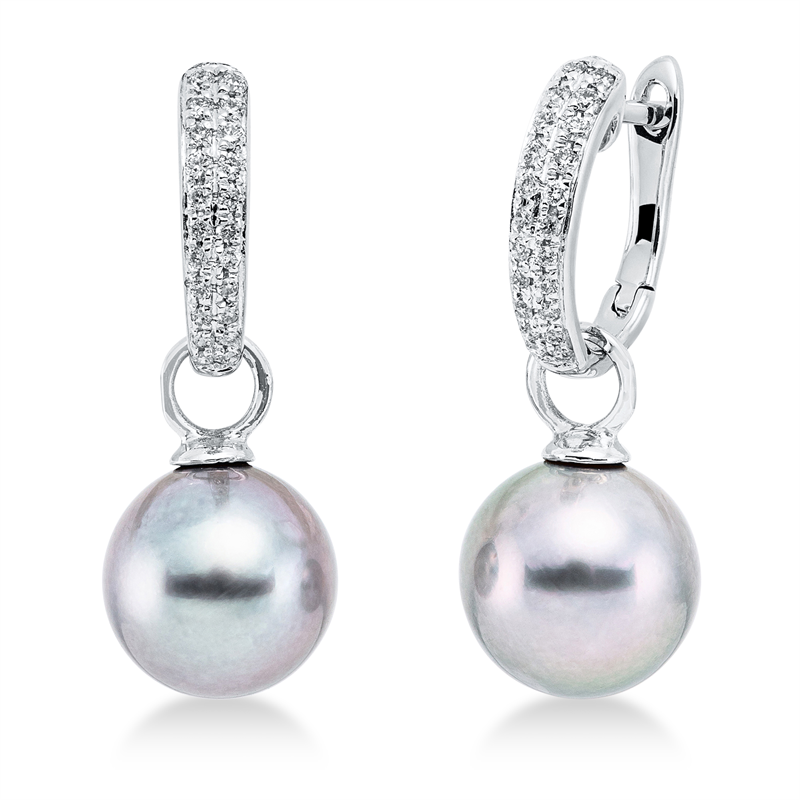 Perle Ohrschmuck Weißgold 18kt 0,28ct