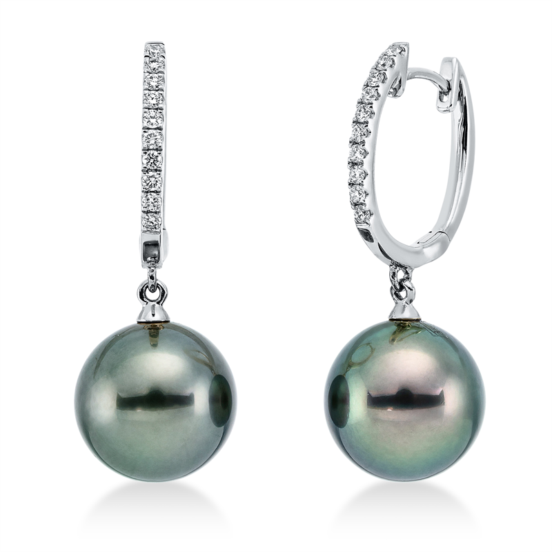 Perle Ohrschmuck Weißgold 18kt 0,17ct