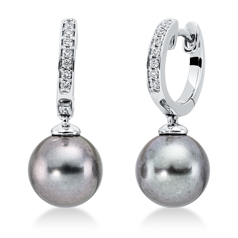 Perle Ohrschmuck Weißgold 18kt 0,09ct