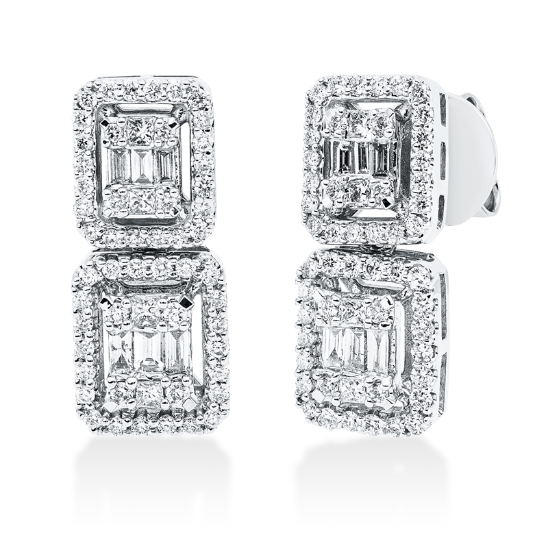Baguette Illusion Ohrstecker Weißgold 18kt 0,8ct