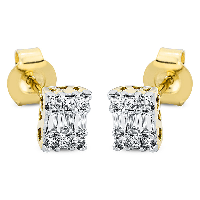 Baguette Illusion Ohrstecker Gelbgold / Weißgold 18kt 0,31ct