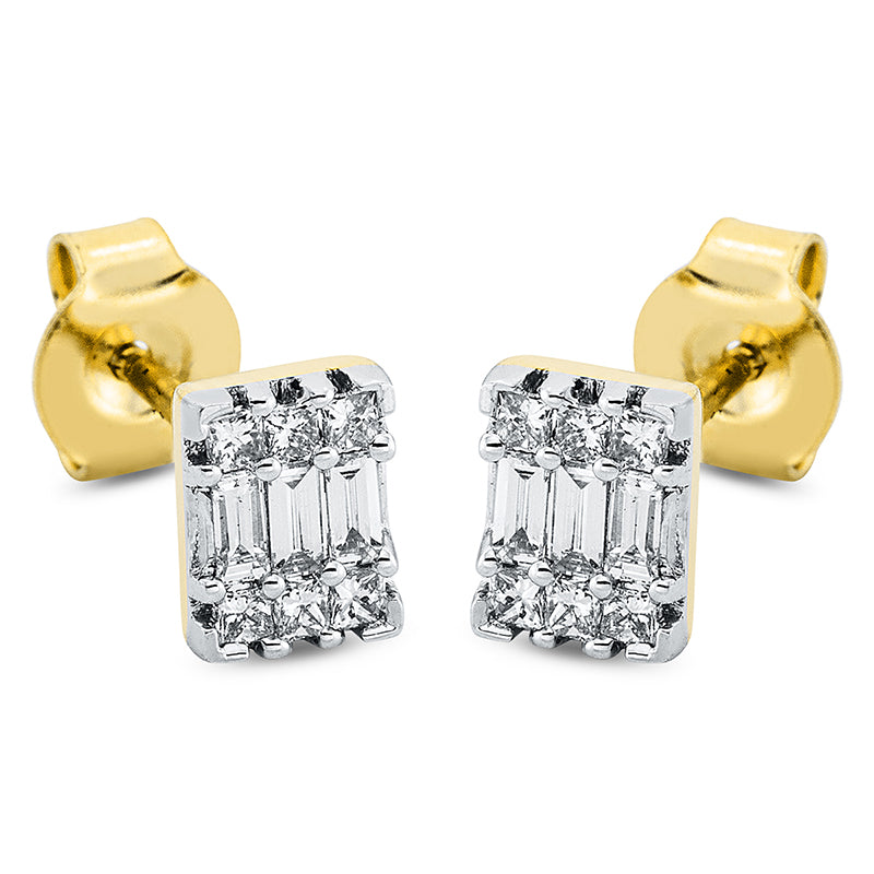 Baguette Illusion Ohrstecker Gelbgold / Weißgold 18kt 0,31ct