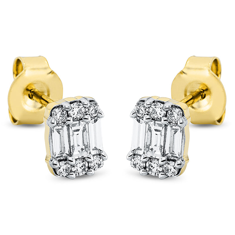 Baguette Illusion Ohrstecker Gelbgold / Weißgold 18kt 0,41ct