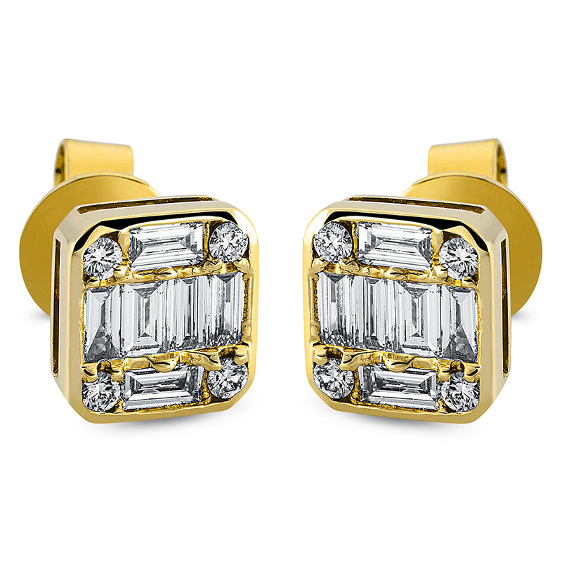 Baguette Illusion Ohrstecker Gelbgold 18kt 0,76ct