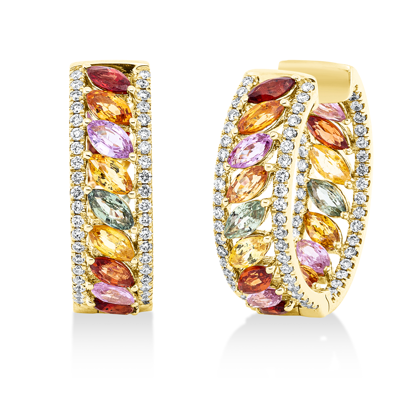 Rainbow & Multicolor Creolen Rotgold 18kt 0,99ct