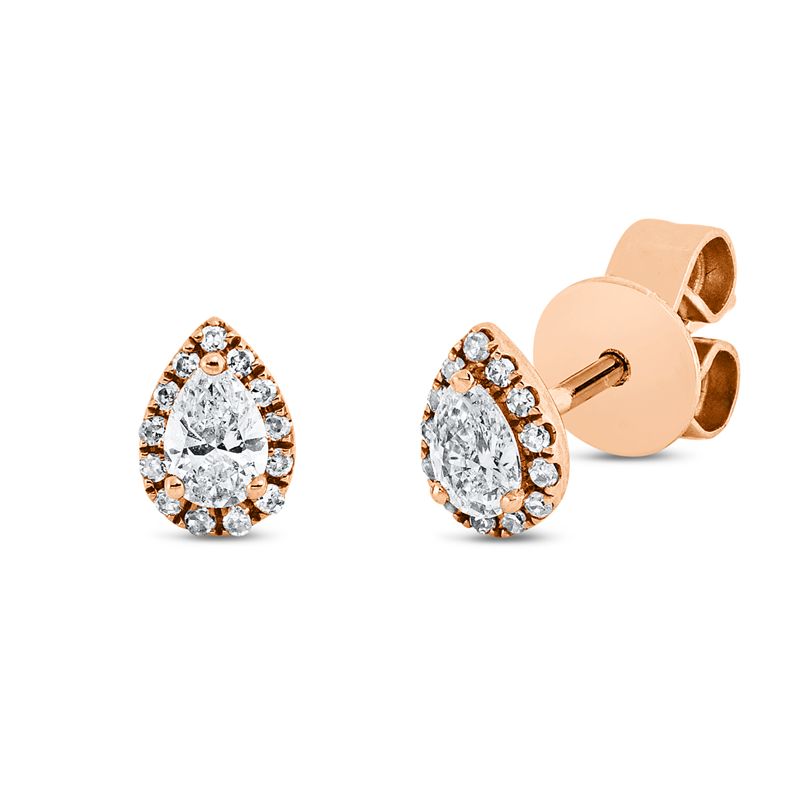 Solitaire mit Besatz Ohrstecker Rotgold 18kt 0,26ct