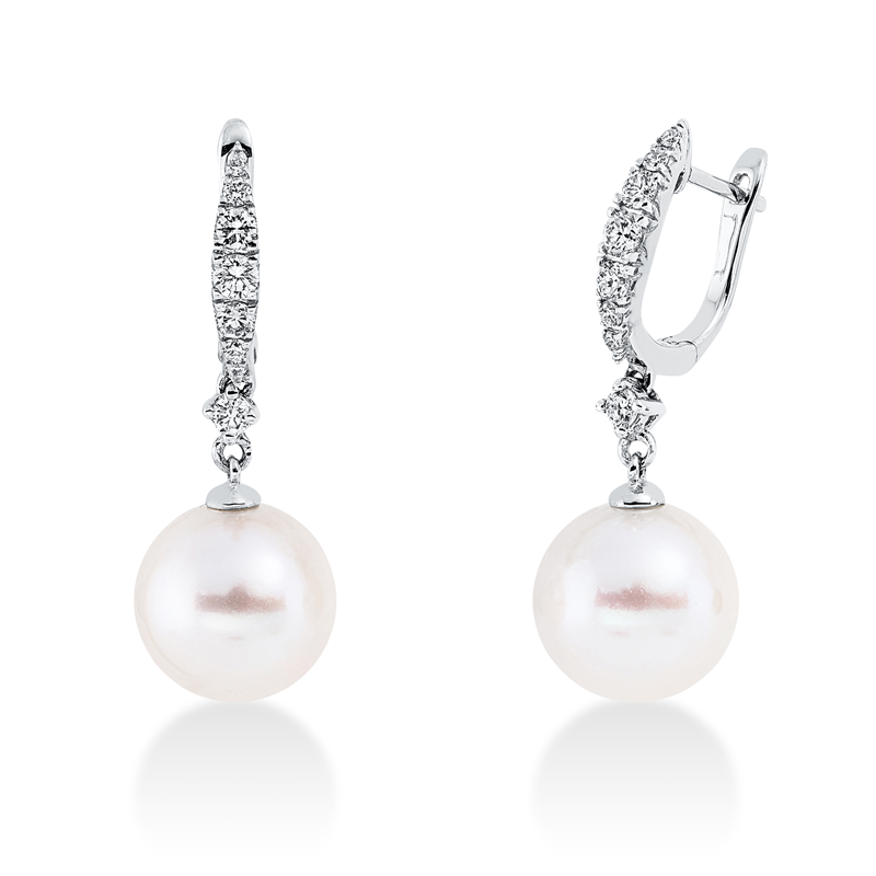 Perle Ohrschmuck Weißgold 18kt 0,38ct