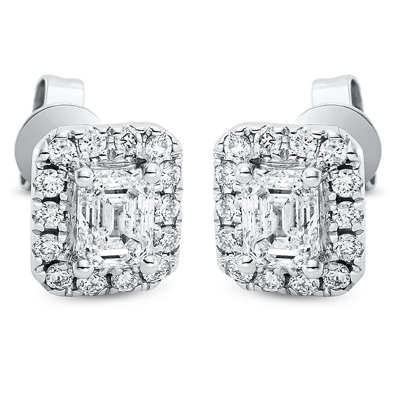 Solitaire mit Besatz Ohrstecker Weißgold 18kt 0,73ct