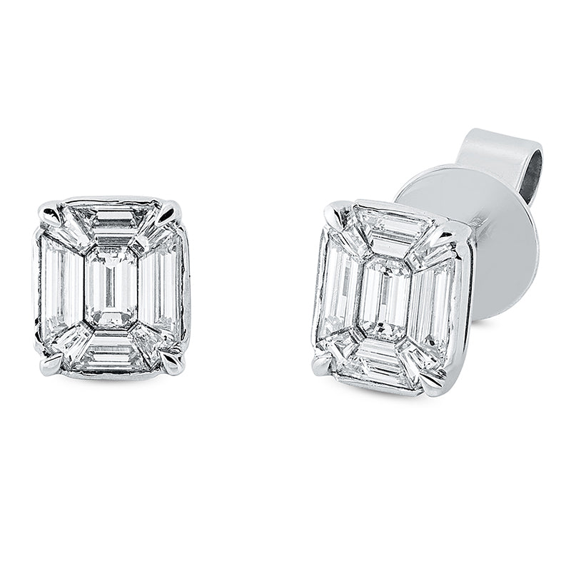 Baguette Illusion Ohrstecker Weißgold 18kt 0,67ct