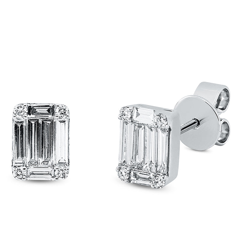 Baguette Illusion Ohrstecker Weißgold 18kt 0,6ct