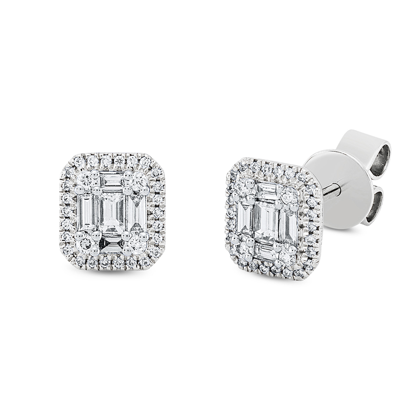 Baguette Illusion Ohrstecker Weißgold 18kt 0,41ct