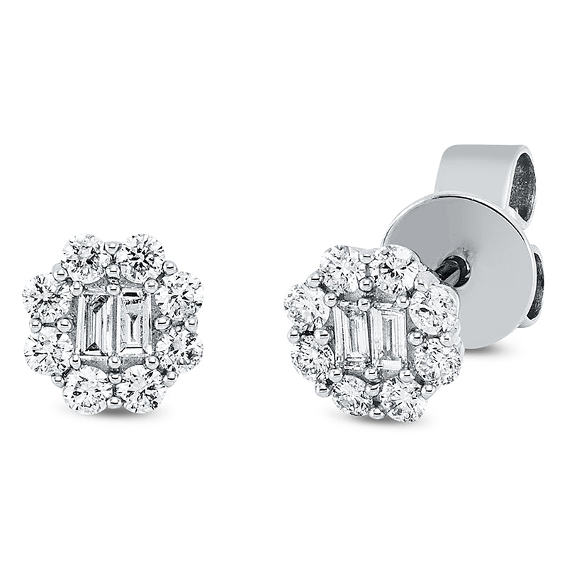 Baguette Illusion Ohrstecker Weißgold 18kt 0,26ct