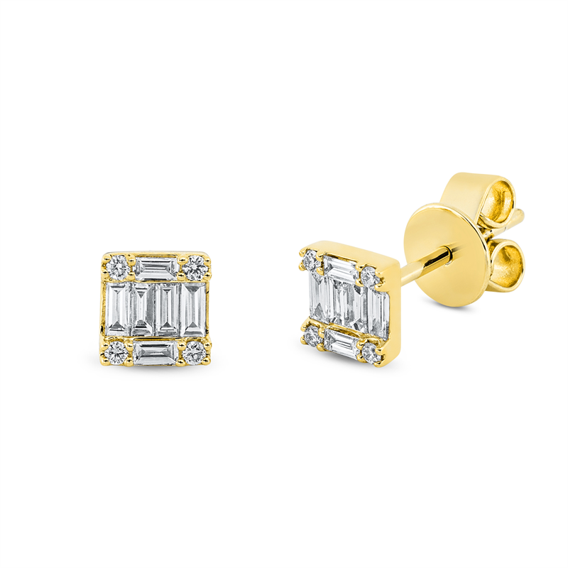 Baguette Illusion Ohrstecker Gelbgold 18kt 0,25ct