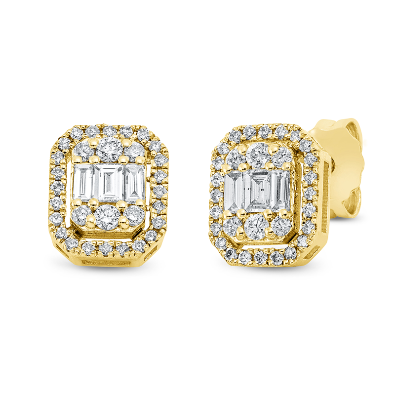 Baguette Illusion Ohrschmuck Gelbgold 18kt 0,45ct
