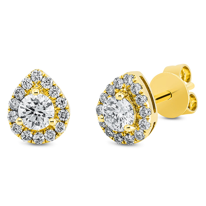 Solitaire mit Besatz Ohrstecker Gelbgold 18kt 0,5ct