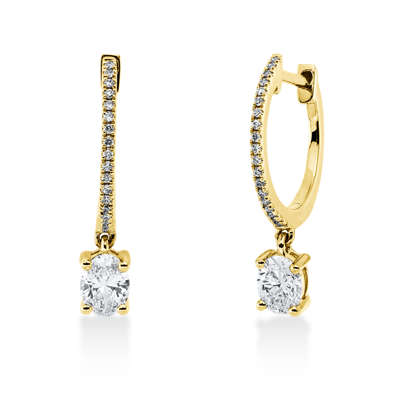 Solitaire mit Besatz Ohrschmuck Gelbgold 18kt 0,49ct