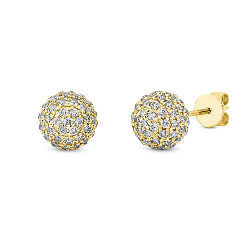Pavé Ohrstecker Gelbgold 18kt 0,93ct