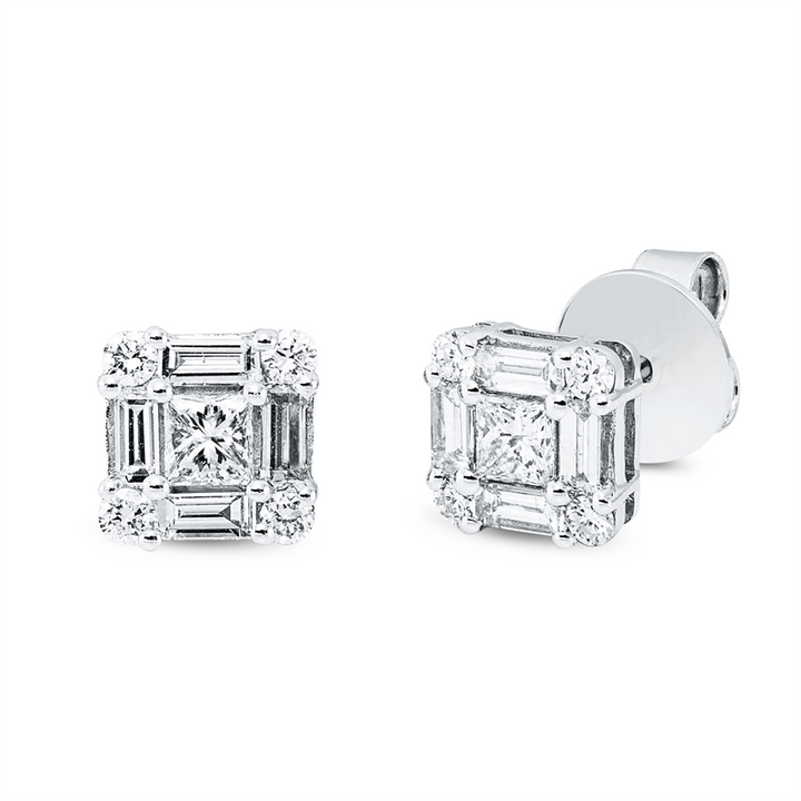 Baguette Illusion Ohrstecker Weißgold 18kt Ref-2R470