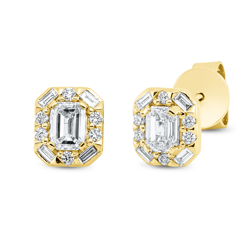 Solitaire mit Besatz Ohrstecker Weißgold 18kt 0,6ct