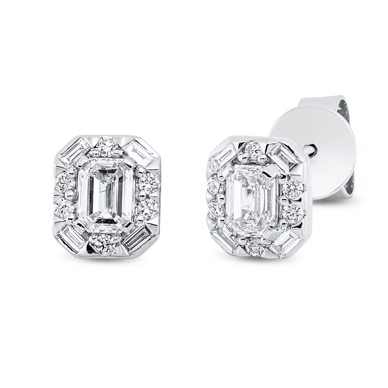 Solitaire mit Besatz Ohrstecker Weißgold 18kt 0,6ct