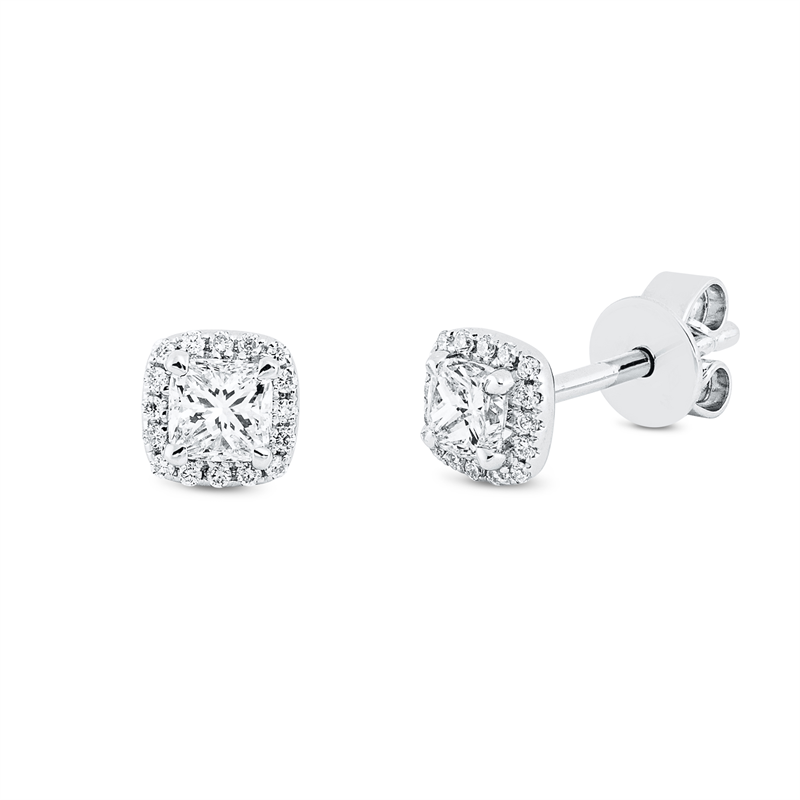 Solitaire mit Besatz Ohrstecker Weißgold 18kt Ref-2R616
