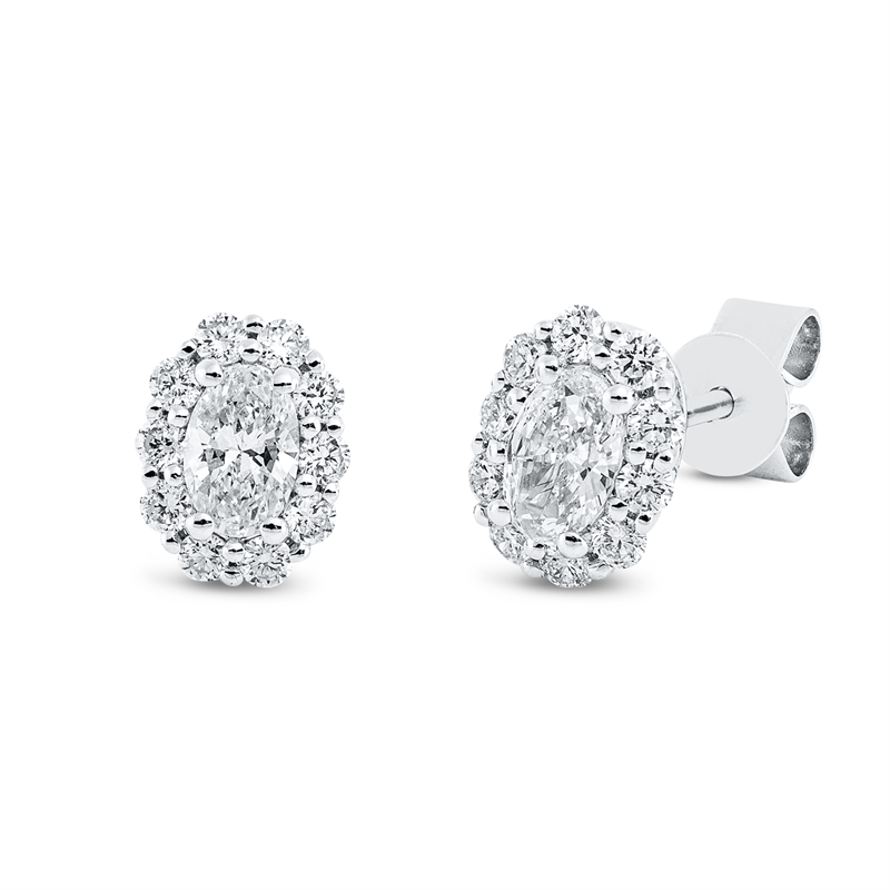 Solitaire mit Besatz Ohrstecker Weißgold 18kt 0,68ct