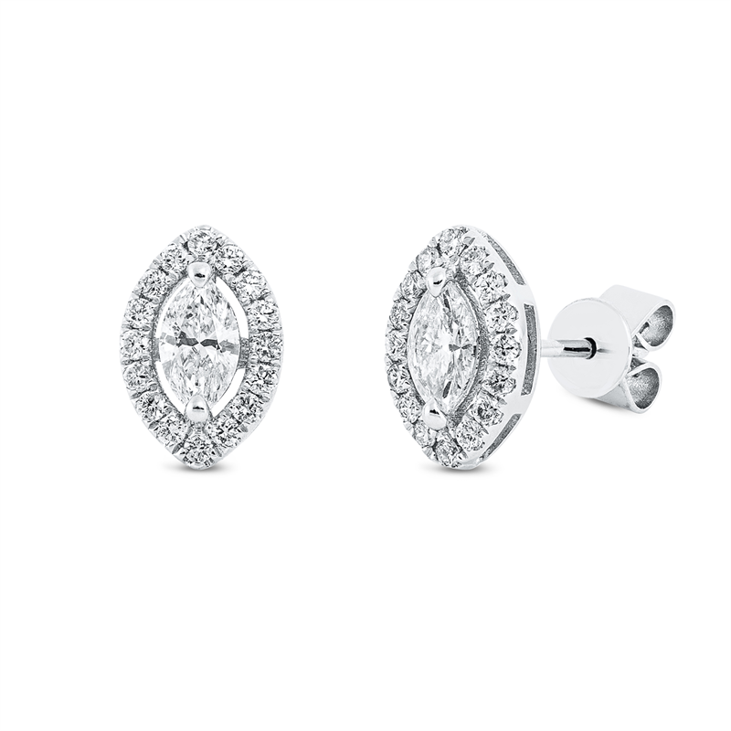 Solitaire mit Besatz Ohrstecker Weißgold 18kt 0,63ct