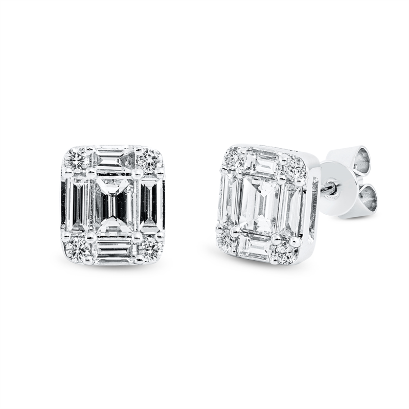 Baguette Illusion Ohrstecker Weißgold 18kt 0,88ct