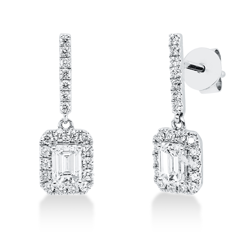 Solitaire mit Besatz Ohrschmuck Weißgold 18kt Ref-2R813