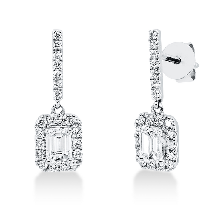 Solitaire mit Besatz Ohrschmuck Weißgold 18kt Ref-2R813