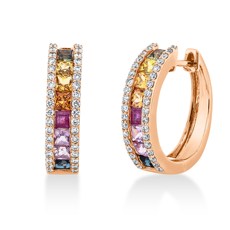 Rainbow & Multicolor Creolen Rotgold 18kt 0,32ct